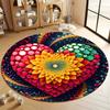 Colorful Heart and Flower Design Round Rug for Living Spaces round carpet for home sofa bedroom, gift