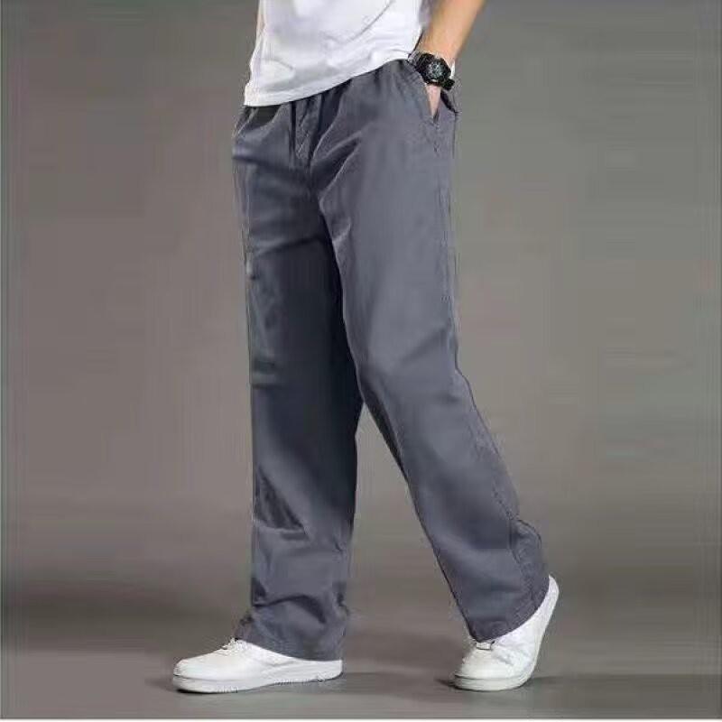 Mens Loose Straight Leg Cargo Pants Multi-Pocket Outdoor Work Trousers