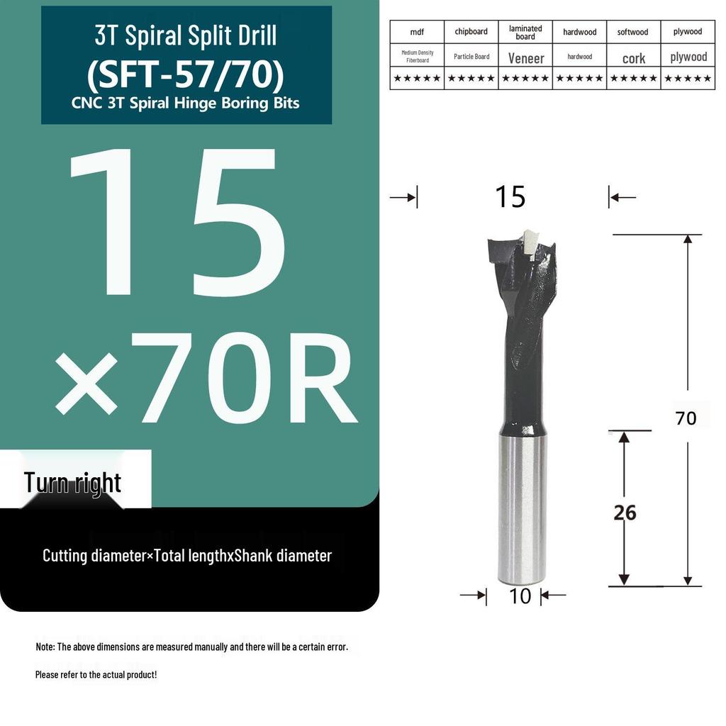 Yasen CNC Woodworking Three-Flute Spiral Drill Bit and Hole Opener
