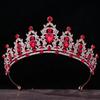 DIEZI Baroque Luxury Girls AB Red Green Blue Crystal Bridal Wedding Tiara Crown Bride Queen Headbands Hair Jewelry Accessories