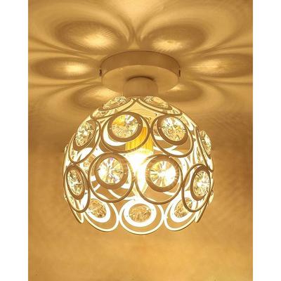 Metal Dual Ring Crystal Flush Mount Ceiling Lamp Light, for Hallway Light Fixture Ceiling Flush Mount (Dual Ring White)
