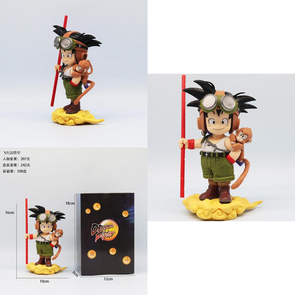 Detailed 16cm Pvc Goku Q Version Standing In Flight Suit Anime Figure Dragon Ball Z Character Statue