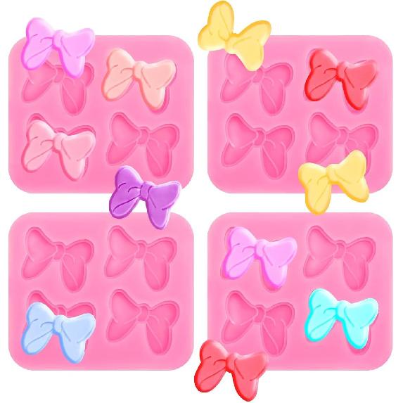 3 Pcs Bear Silicone Mold Fondant Bear Mold Candy Cake Bow Chocolate Molds for Cake Decoration, DIY Desserts, Cupcake, Fondant, Clay, Gum Paste