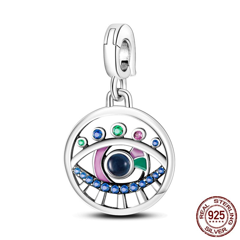925 Silver Me Series Eye Medallion Pendant Charms for Bracelet Necklace DIY Link Earring Styling Two-ring Connector Jewelry