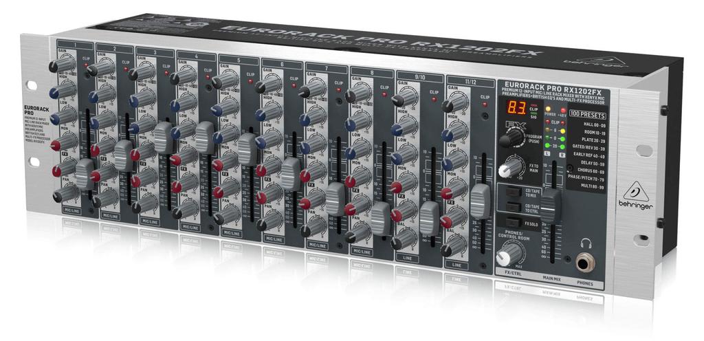 Behringer Analog Mixer 3U Size 12ch High Quality Mic Preamp with FX RX1202FX V2