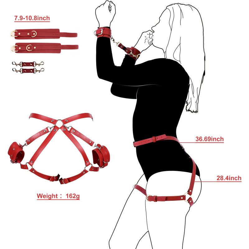 Hot Sale SM Leather Handcuffs Binding Restraint Split Leg Set Training Adult Exotic Accessories SM Exotic Props for Adults