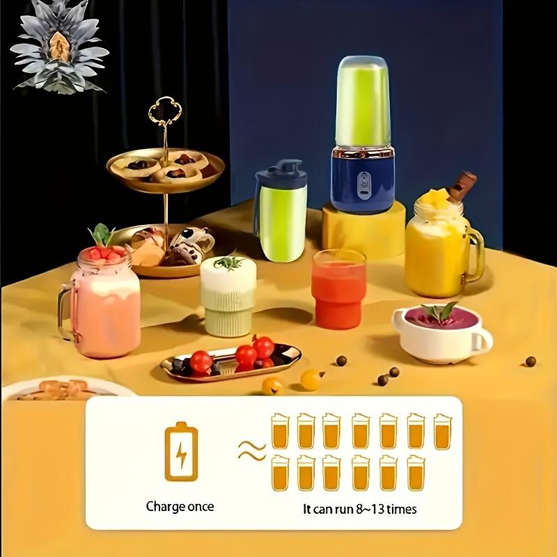 Individual USB Rechargeable Blender, Portable Fruit And Vegetable Juicer Cup with 6 Blades And Travel Lid, Handheld Blender for Travel, Gym