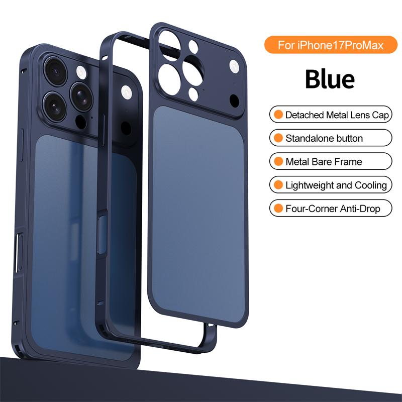 Luxury Rugged Aluminum Alloy Slim Frame Case For IPhone 13 14 15 16 17 Pro Max Fashion Metal Backplane Shockproof Protect Cover