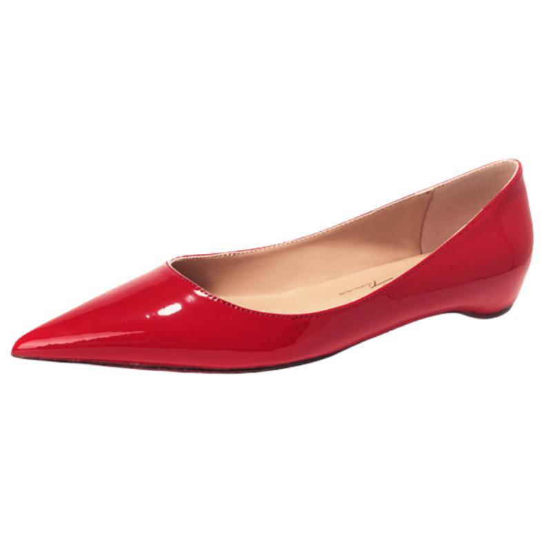 Fashion 2025 Summer Pointed Toe Flats Design Sensation Low Cut Increased Height Inner New Fashion Women Flat Shoes Painted Leather Shoes