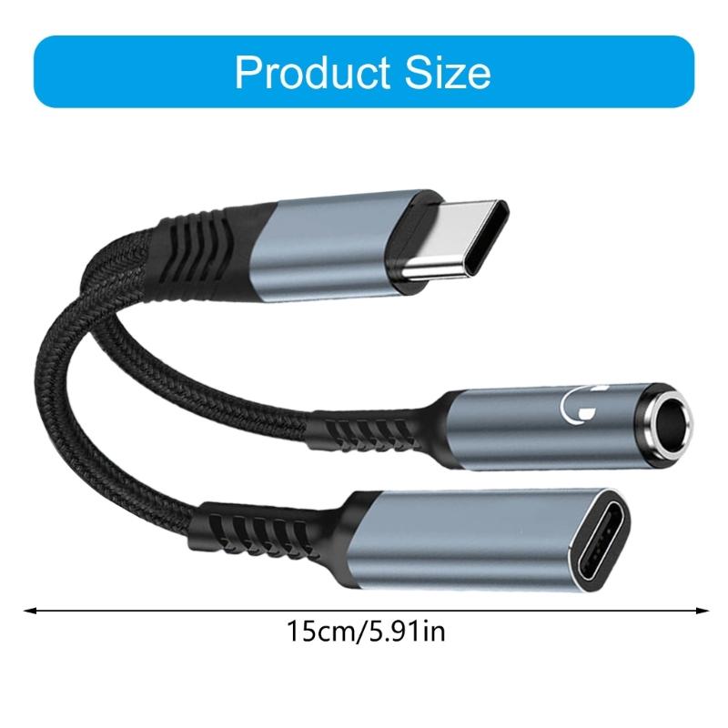 Aluminum Alloys Type C To Two 3.5mm Sound Jacks With PD60W Charging And Losslessly Music Transmission