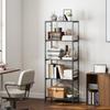 5-Tier Bookshelf, Industrial Bookcase with Metal Frame - Dark Grey and Black