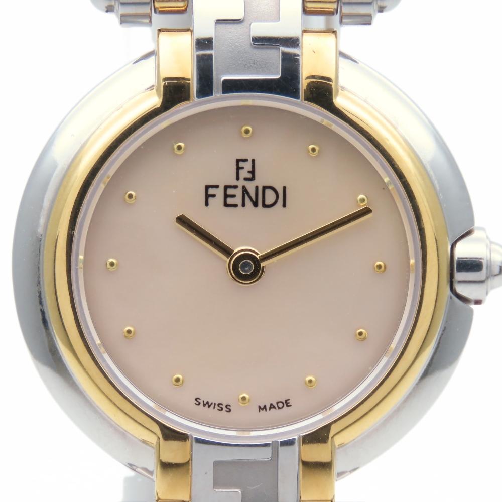 Used FENDI Watches Olologi 760L Stainless Steel Silver Gold Zucca Pattern