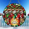 Charming Snowman Suncatcher Round Acrylic Stained Glass-Style Window Hanging Panel Window Decoration Wreath Sign Garden Pendants