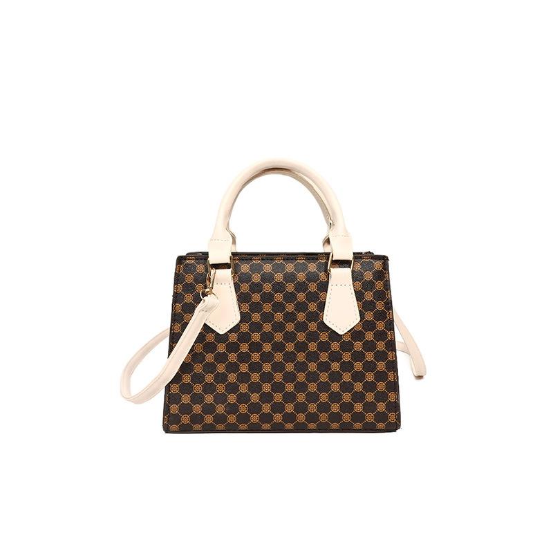 New Retro Texture Casual Simple Plaid Fashion Shoulder Crossbody Portable Small Square Bag Woman