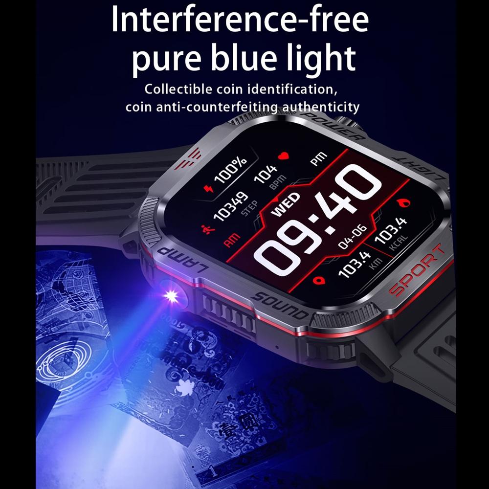 Outdoor Military Men's Bluetooth Call Smartwatch Compass GPS with Flashlight 600mAh 100+ Sports Mode Smart Watch For Xiaomi