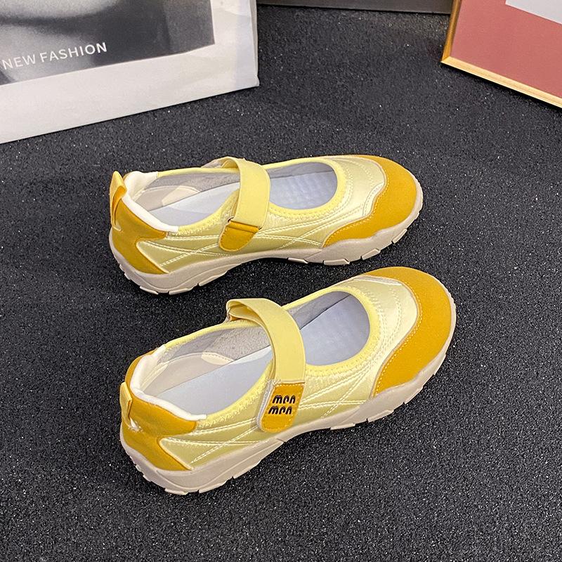 2025 Summer New Korean Version Round Head Little White Board Shoes Women's Velcro Casual Sports Lightweight Mary Jane Single Shoes