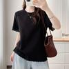 2026 Korean Style Plus Size Casual Lace Patchwork Round Neck Short Sleeve Top for Chubby Girls