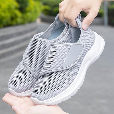 Atmungsaktive Damenfußschwellungsschuhe für Sommer und Herbst, Herrenschuhe für breite Füße, lockere Laufschuhe, verstellbare Weite, Eversion, Mutterschuhe