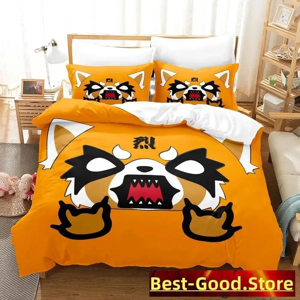 Aggretsuko Anime Parure De Lit Printed Bed Set Duvet Cover Pillowcase Bedding Set Linen Sheet Quilt Cover Full Queen King Size