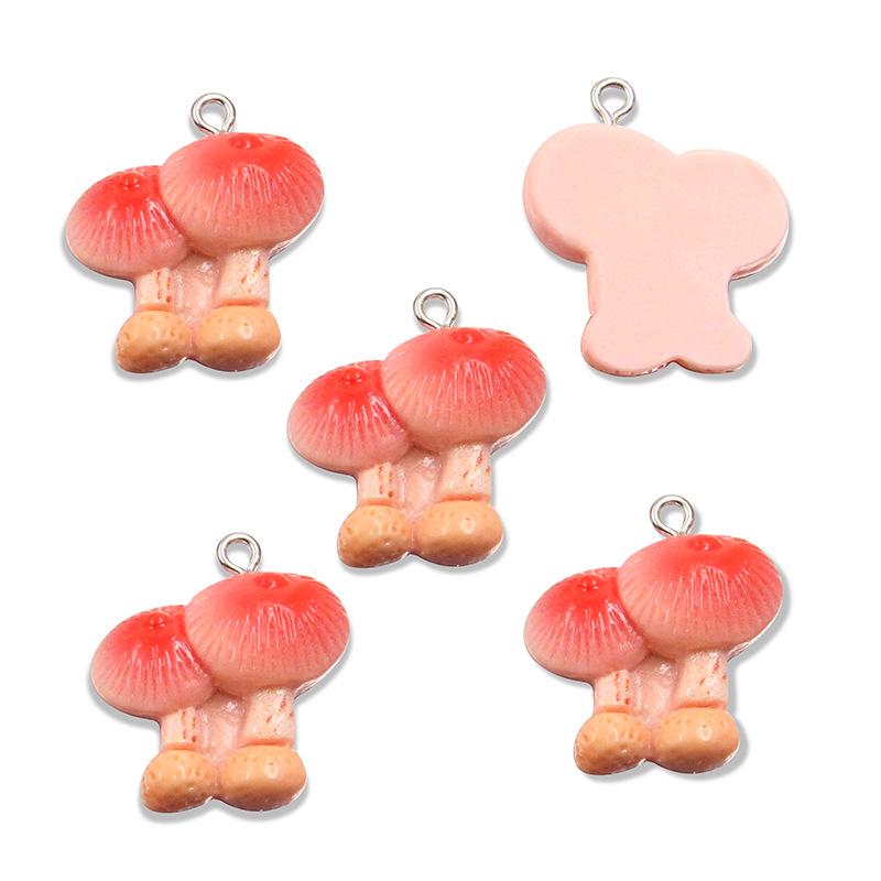 Cartoon Cute Food Toy: Small Mushroom Resin Necklace, Keychain & Phone Pendant 1 piece