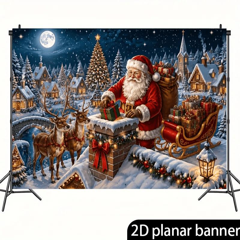 1Pcs Vintage Santa Claus Reindeer Christmas Decoration Background Winter Backdrop For Photo Studio Photo Booth Party