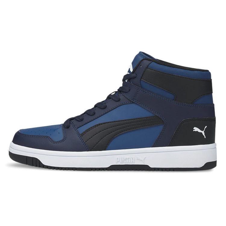 PUMA Rebound LayUp Mid Top Basketball Shoes Black Blue Trendy Versatile 369573-22