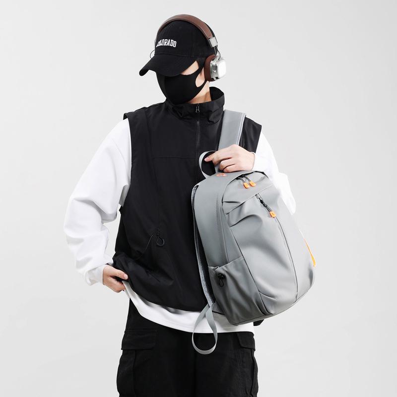 Men's Solid Color Multifunctional Backpack: Logo-Printable, Business & School Use