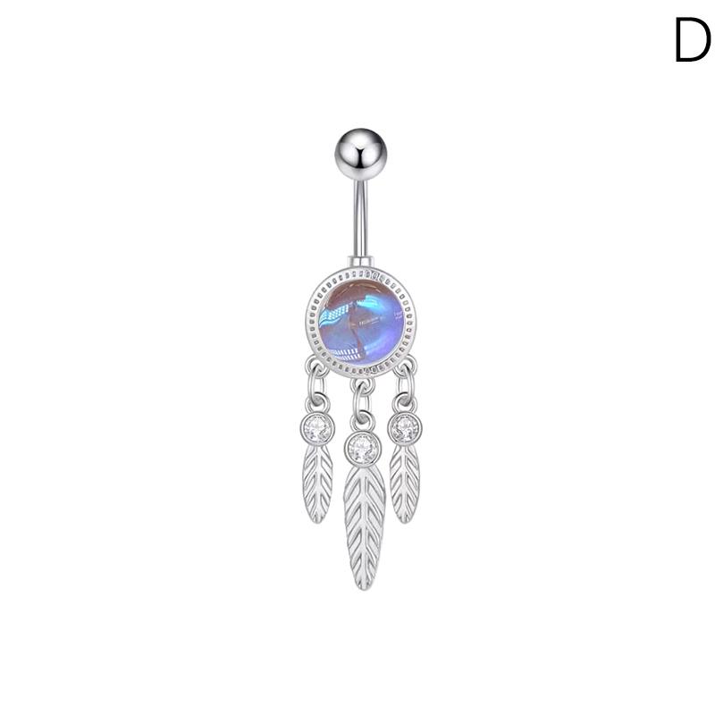 Stainless Steel Clouds Water Drop Navel Ring Zircon Barbell Pendant Belly Button Ring For Women Body Piercing Jewelry