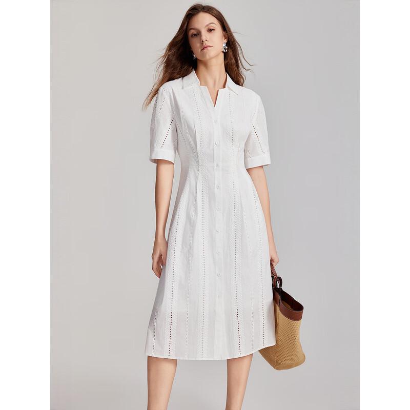 ELLE French Style Hollow V-Neck Dress S белый