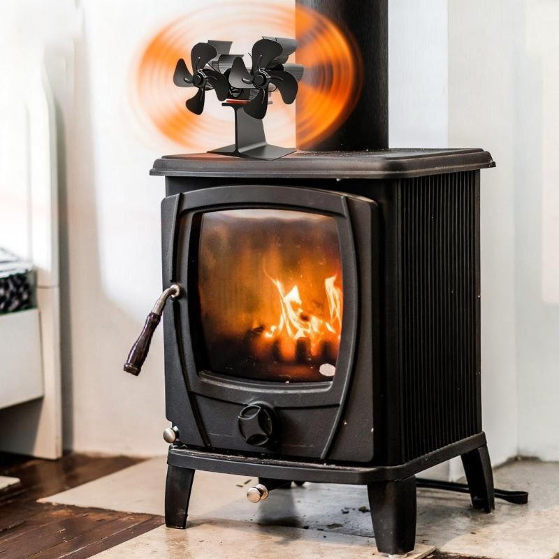 Double Head Shape Fireplaces Fan Quiet Operate Heat Powered Stove Fan for Wood Burners Efficient Heat Distribution