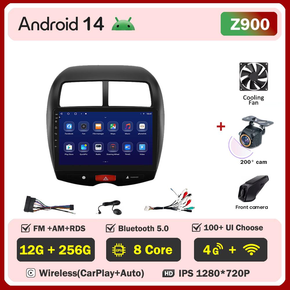 Android 14 For Mitsubishi ASX 1 2010-2018 Car Radio Player Car Intelligent Systems Touch Screen GPS Navigation Mirror Link Wifi