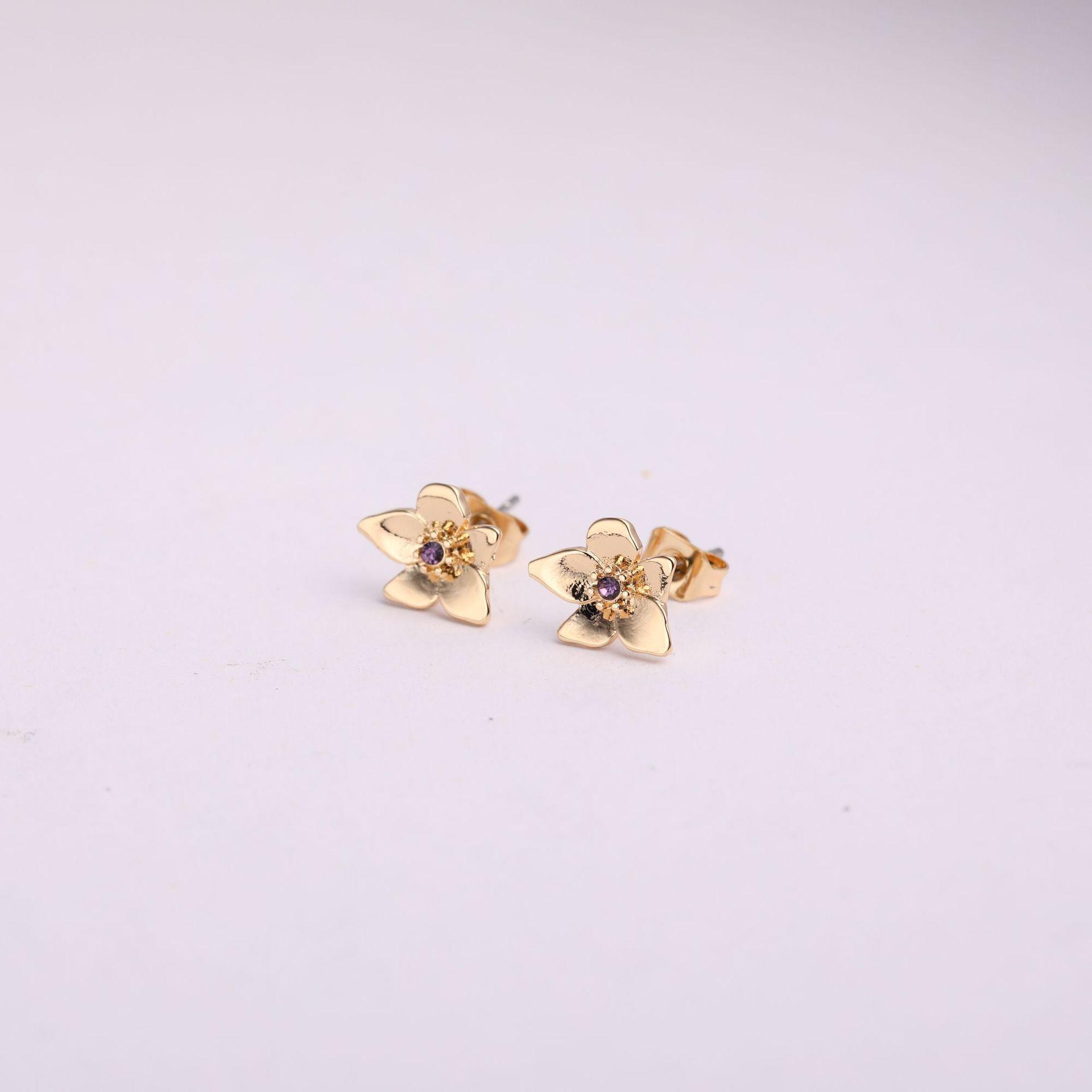 

Ювелирные изделия из нержавеющей стали Серьги с цветком месяца Простые серьги Серьги с камнями декабря