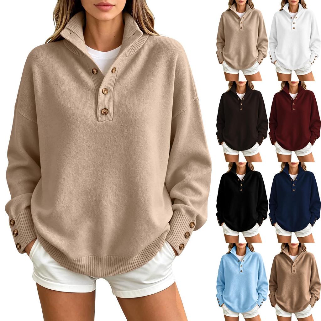 Women's Casual Long Sleeve V-Neck Knit Top