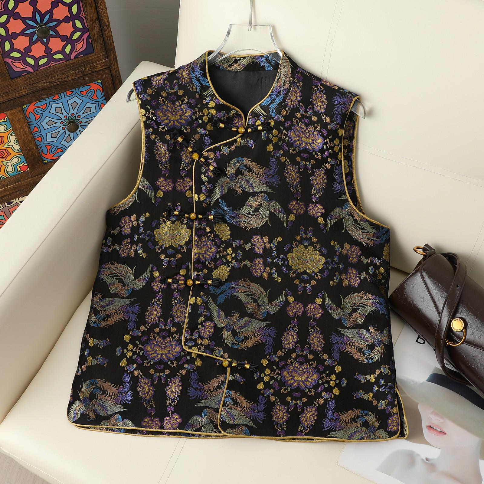 2026 New Chinese Style Jacquard Vest - Round Neck Tang Suit Outerwear XL