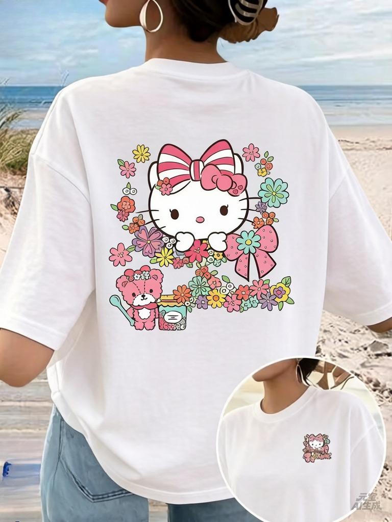 

2026 Sanrio Lady Simple and Fashionable Tshirt A Comfortable and Soft Summer Womens Tshirt Suitable for Various Occasions S