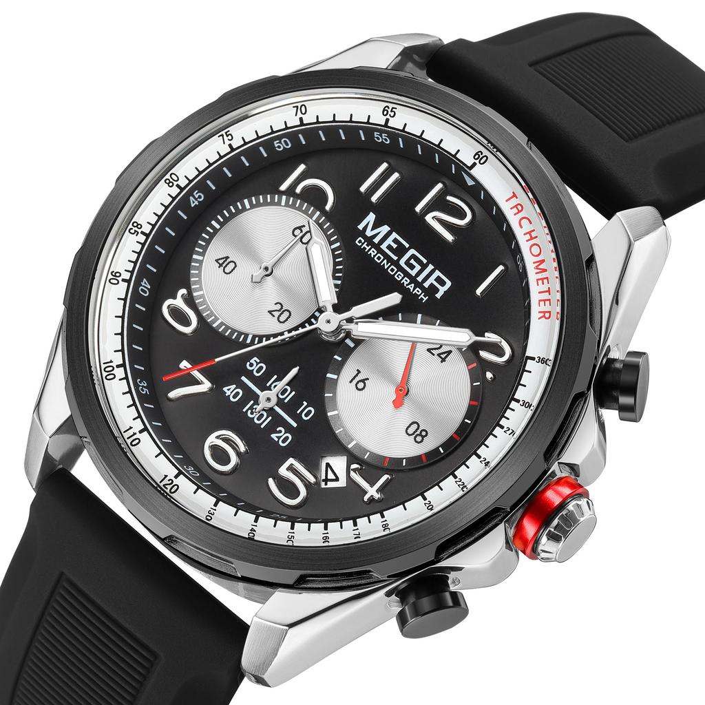 MEGIR Men Watches Luxury Quartz Wristwatch Waterproof Men's Sports Chronograph Silicone Strap Clock Relogio Masculino 2230
