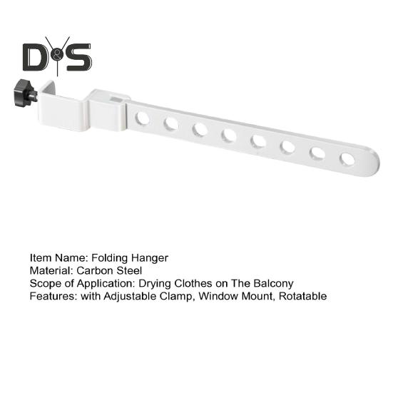 Foldable Clothes Hanger Rack with Adjustable Clamp Window Mount Rotatable Heavy Duty Indoor Balcony Clothing Drying Holder Organizer
