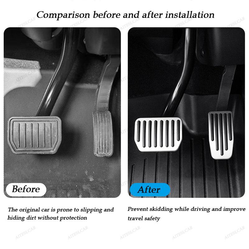 For Tesla Model Y L/Y Juniper 2025 Upgrade Foot Pedal Pads Non-slip Accelerator Brake Rest Performance Aluminum Mats Accessories