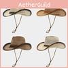 Western Cowboy Hat With Wide Brim Breathable Straw Sun Protection For Outdoor Travel