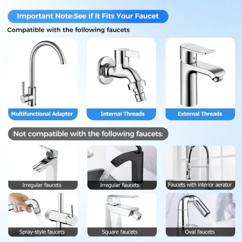 360 Swivel Stainless Steel Kitchen Faucet Extender Universal Splashproof Dual Mode Bathroom Sink Accessories with Adapter