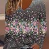 Women's Autumn and Winter 3D Printed V-Neck Long Sleeve T-Shirt Fashion Versatile Trend Breathable Casual