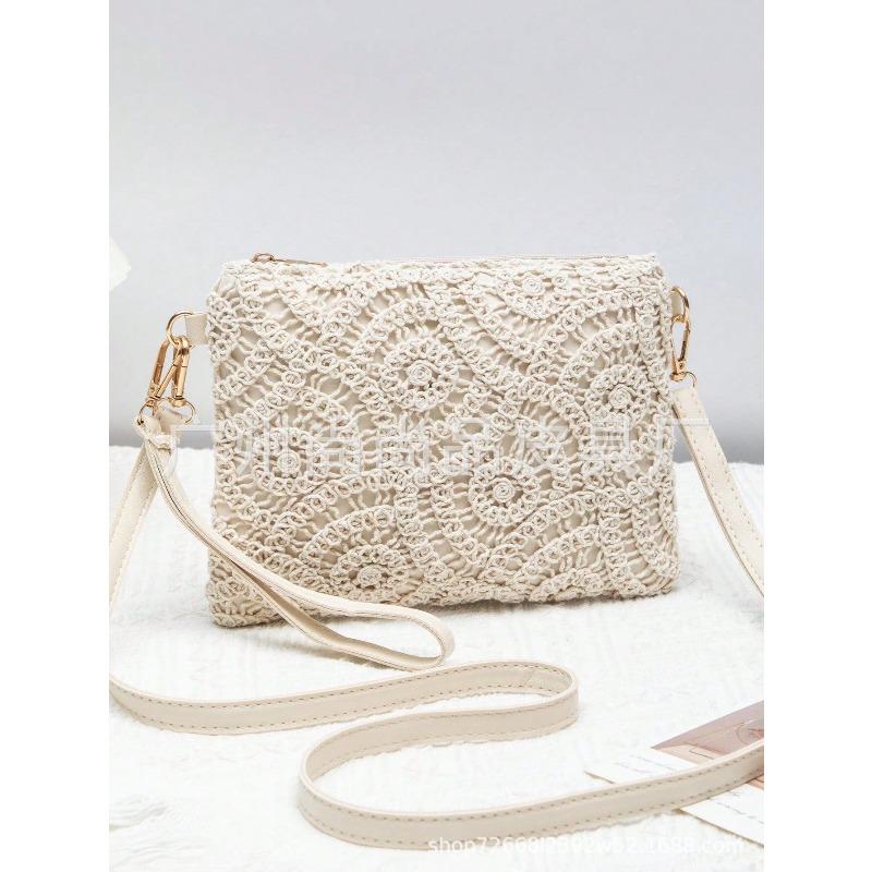 New Trend Hollow Flower Hand Bag Shoulder Crossbody Casual Small Square Bag Light Luxury Daily Matching