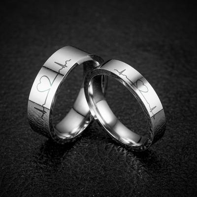 1 Stück Modischer Mode-EKG-Titanstahlring Ist Ein Ring, Der Für Männer Und Frauen Zum Tragen Geeignet Ist