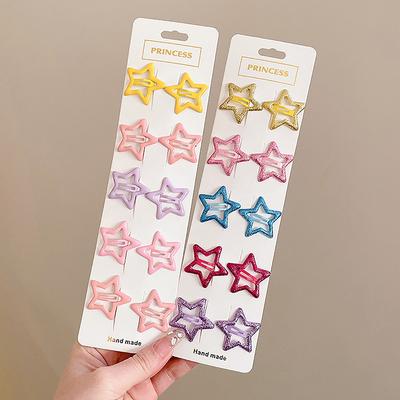 3/10 piezas Y2K Bobby Pin Girl Colorful Stars Barrettes Clips de presión de metal Kid Korean Bb Horquillas para el cabello Accesorios para el cabello