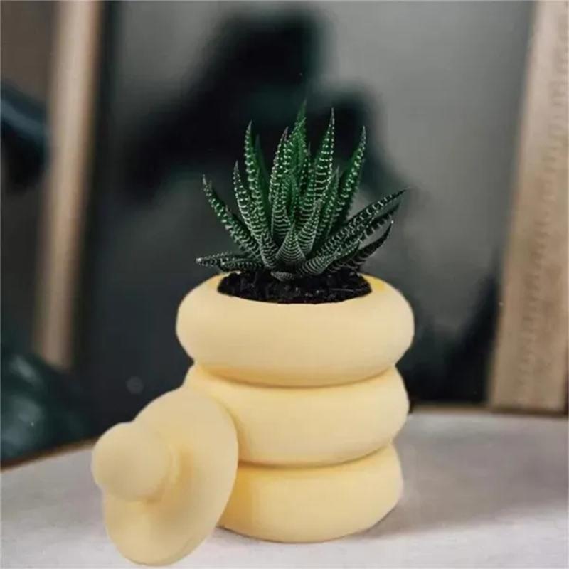 2pcs/set Small Pot Jars Silicone Molds with Lid for Concrete Plaster Resin Epoxy Craft DIY