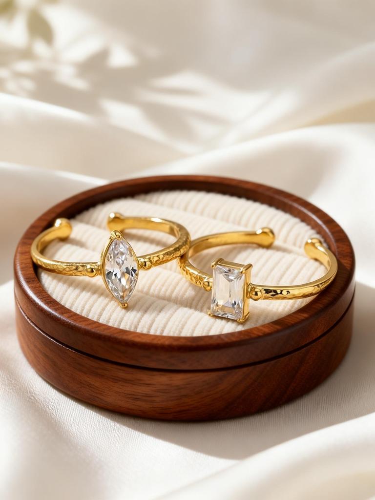 Anello Aperto Quadrato in Acciaio Inossidabile con Zircone Colore Oro Anelli Geometrici con Zirconia Cubica Gioielli Sottili per Feste Regali
