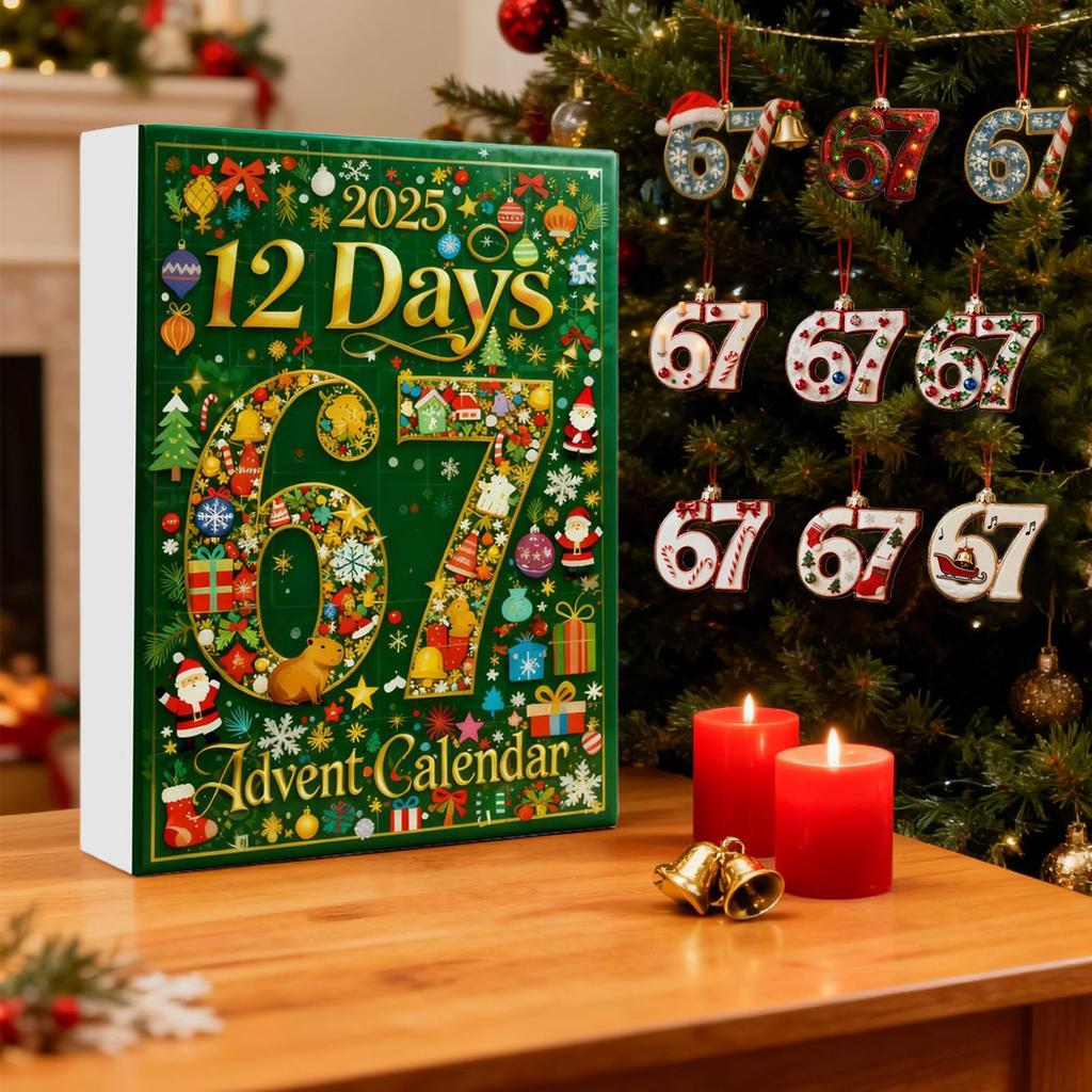 67 Ornaments For Christmas Tree 12-Day 2D Acrylic Funny Party Supplies 67 Christmas Ornament For Fall Winter Garden Indoor