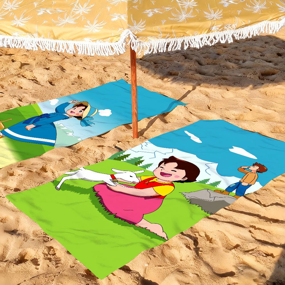 Asciugamano Carino Cartone Animato Bambina Heidi Morbido Regalo Piscina Per Viaggio Palestra Doccia Campeggio Asciugatura Rapida Sportivo Grandi Asciugamani da Spiaggia