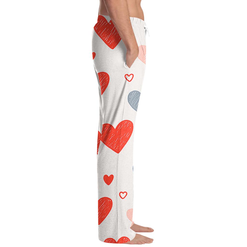 Herren Valentine's Day Bedruckte Kordelzug Lange Hosen Lässige Pyjamahosen