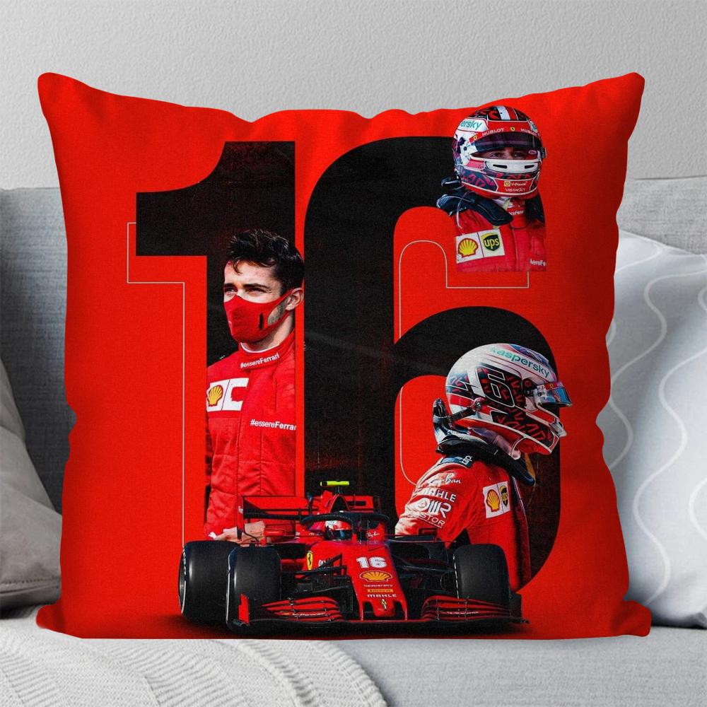 C-Charles L-Leclerc F1 16 Kissenbezug Quadratisches Kissen Schlafzimmer Sofa Freizeit Komfortkissen Auto Wohnzimmer Heimdekoration 40X40